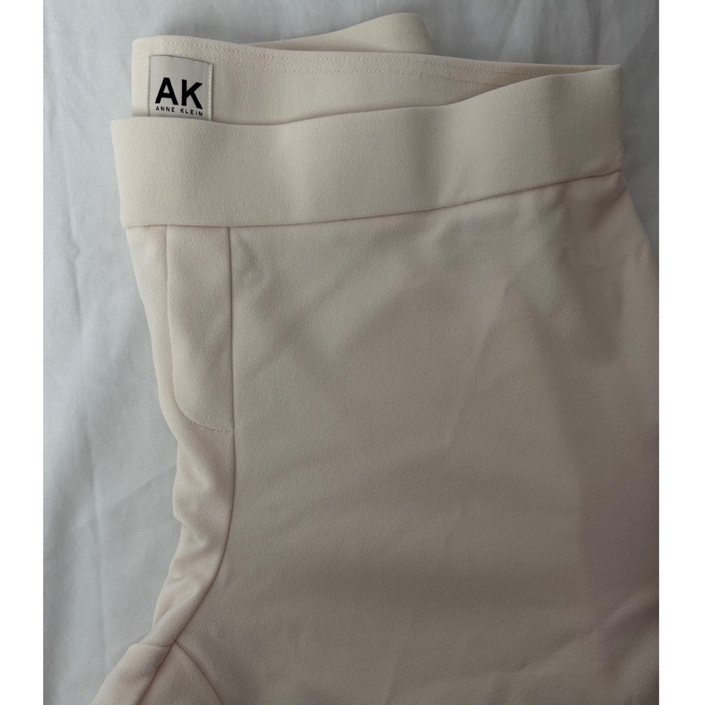 Anne Klein Womens Pants Cream Crepe Straight Leg Elastic Waist Comfort‎ LP